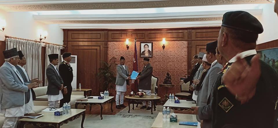 परिमार्जित राष्ट्रिय सुरक्षा नीति प्रधानमन्त्रीलाई बुझाइयो