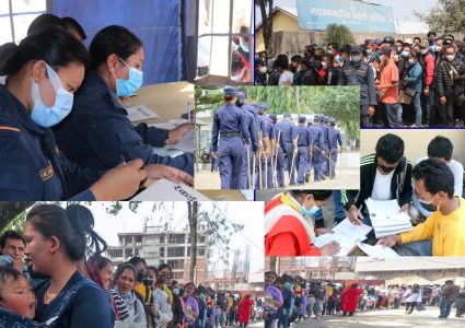 म्यादी प्रहरी बन्न तछाड–मछाड,बच्चा बोकेरै फारम भर्न महिला लाइनमा