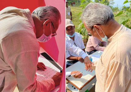 बाबुराम भट्टराईले गरेनन् गोप्य मतदान,स्वस्तिक छाप लगाउदै गरेको फोटो सार्वजनिक