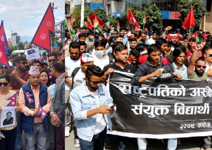 राष्ट्रपतिको समर्थन र विरोधमा र्याली,नागरिकतासम्बन्धी विधेयकले राजनीति तातियो