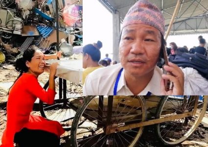 बालेनले ठेलागाडा खोसिदिएकी शर्मिलालाई हर्क साम्पाङले एक महिनाको तलव दिने