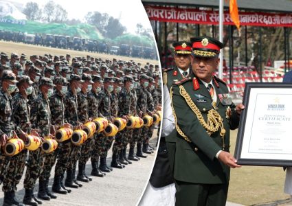 एकै पटक ५ सय ५५ वटा मादल बजाएर नेपाली सेनाले राख्यो विश्व कीर्तिमान