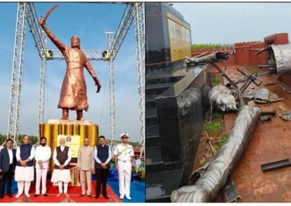 महाराष्ट्रमा स्थापित छत्रपति शिवाजीको प्रतिमा ढल्यो, मोदीको आलोचना